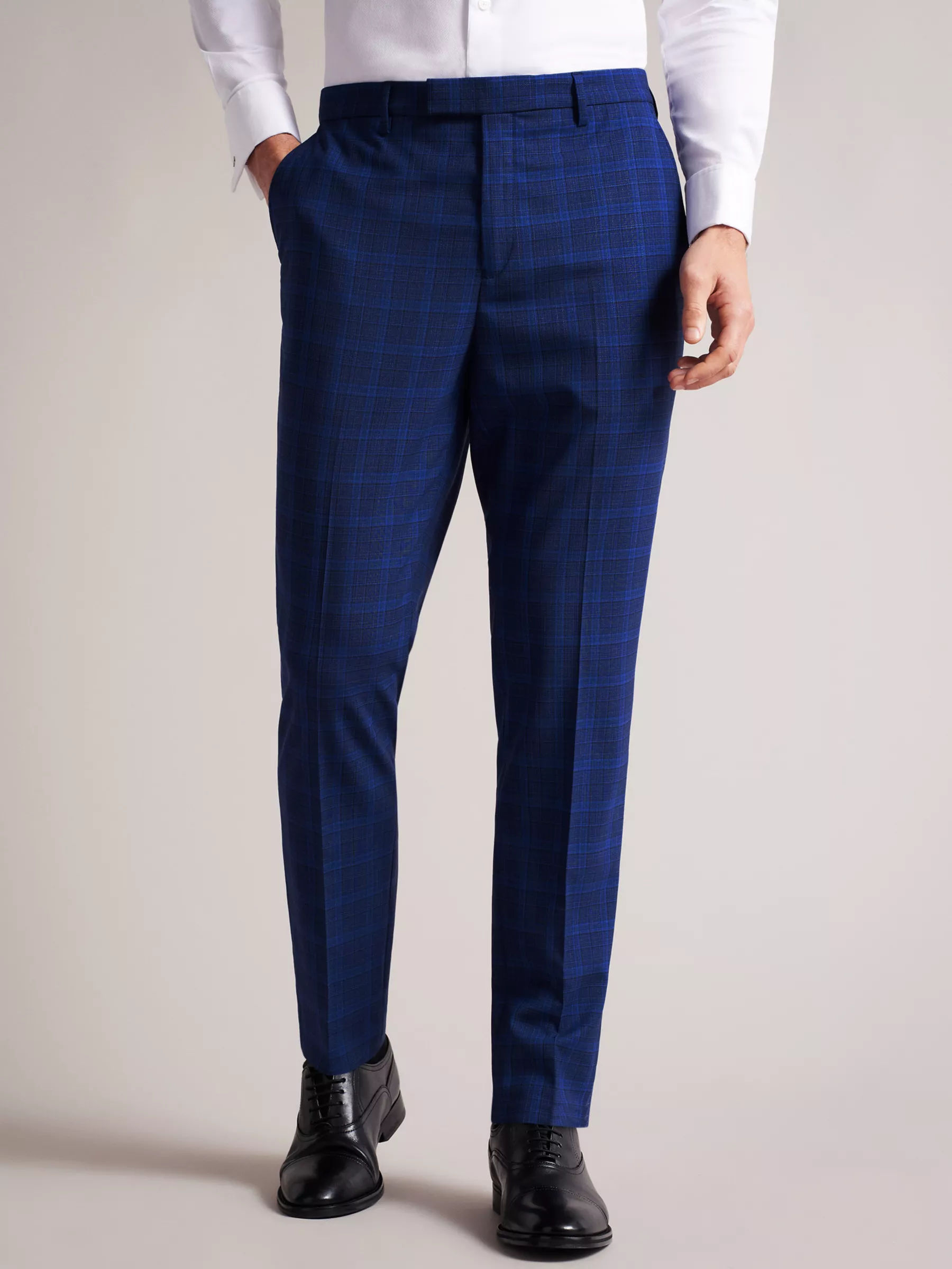 Checked trousers Skinny Fit - Dark blue/Checked - Men | H&M