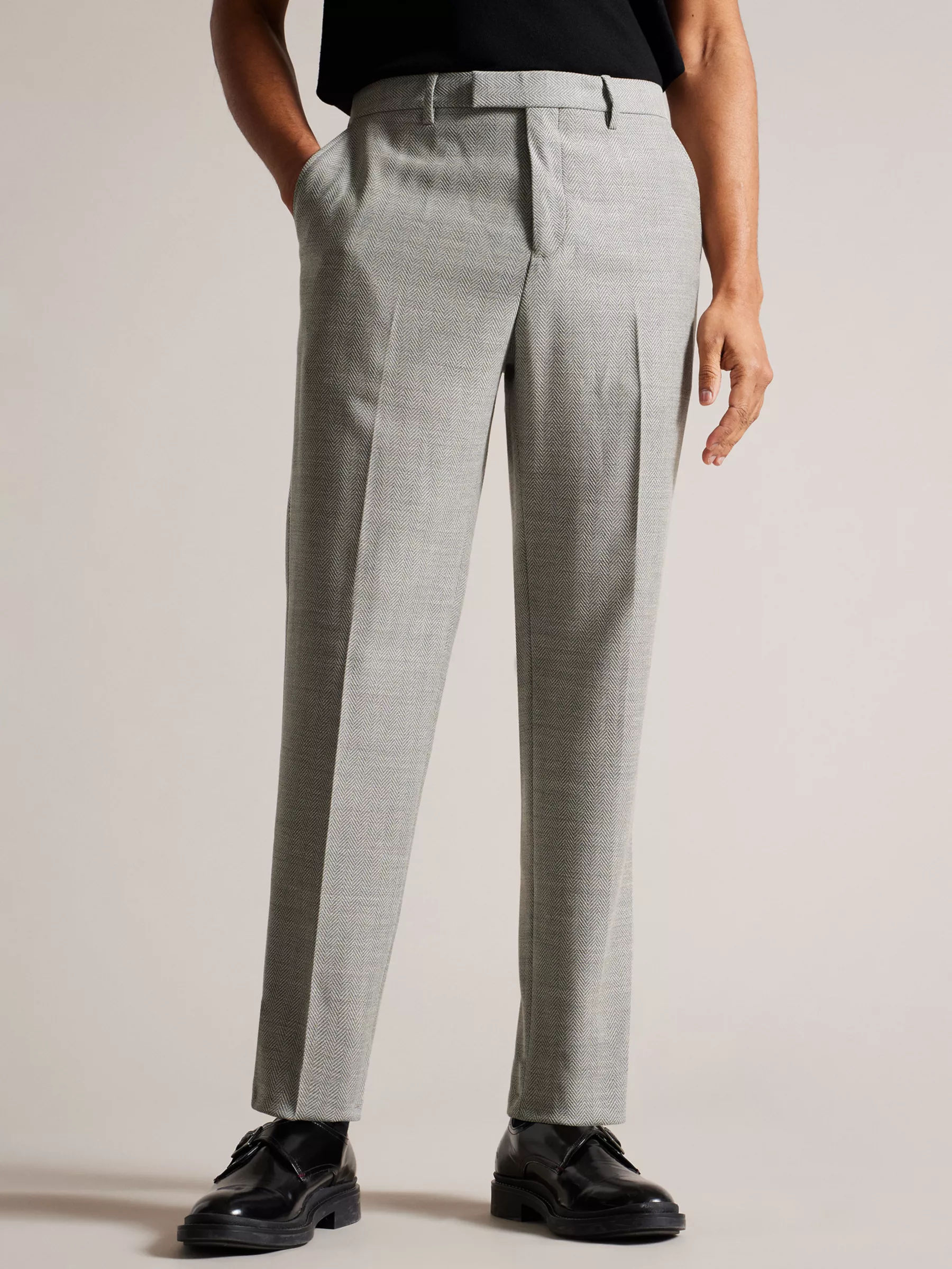 Ted Baker Panama Wool Blend Suit Trousers, Charcoal at John Lewis & Partners