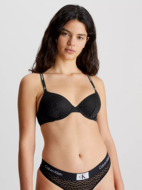 Calvin Klein 1996 Animal Lace Demi Bra, Black, £38.00