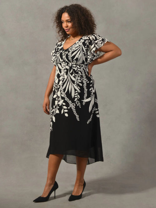 Live Unlimited Curve Tiered Shirt Dress, Black at John Lewis