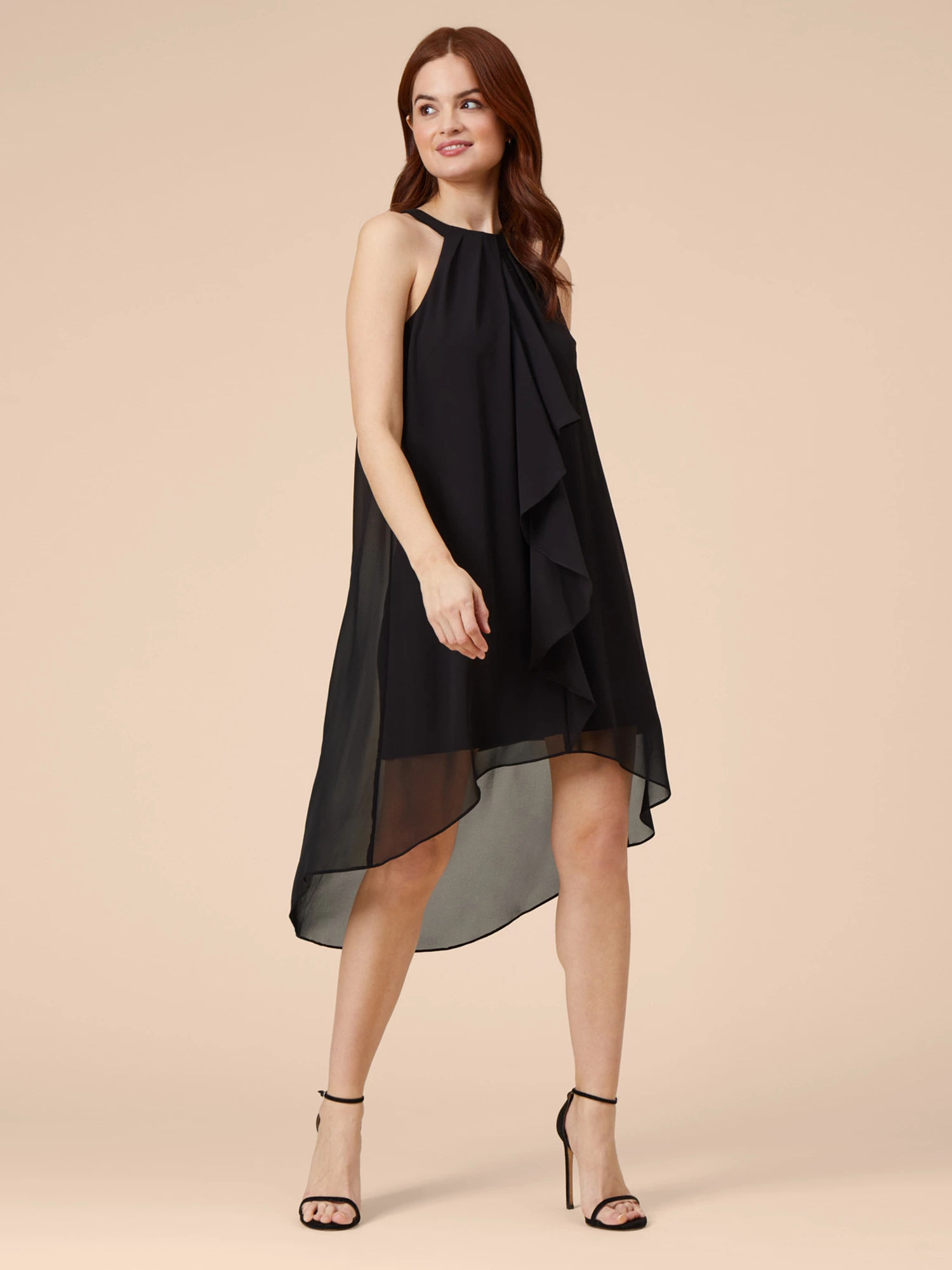 Adrianna Papell Halterneck Midi Chiffon Dress Black 139.00