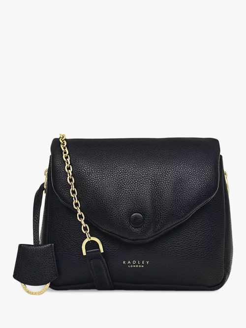 Black Flapover Cross Body Bag, Reeves Close