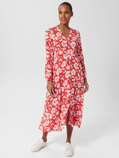 East Harley Floral Midi Dress, Red, Compare