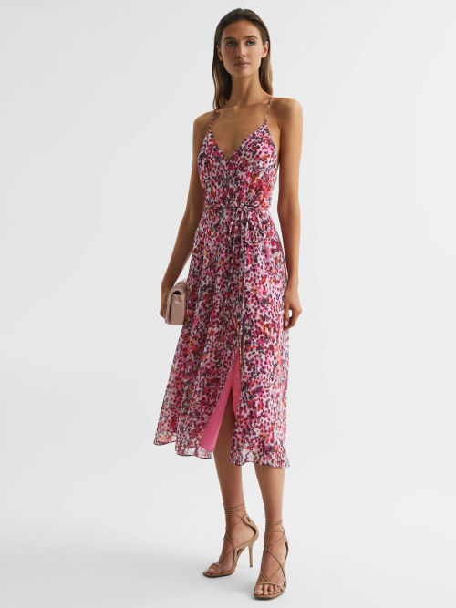 Pink/Multi Dandelion Floral Midi Dress, WHISTLES