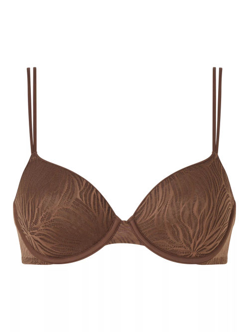 Calvin Klein 000qf6875e Sheer Marquisette Lightly Lined Demi Bra in Brown