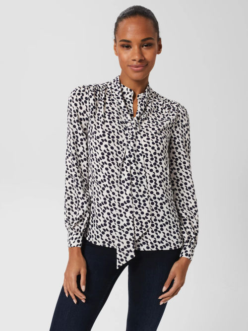 Hobbs Dolly Blouse, Ivory/Navy