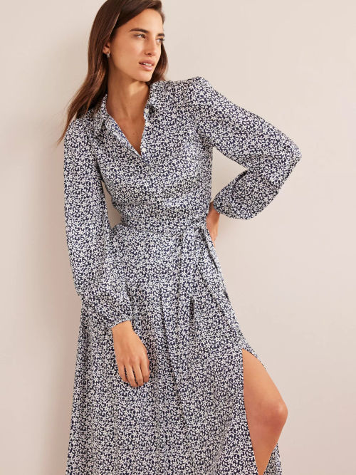 Boden Satin Midi Shirt Dress at John Lewis & Partners