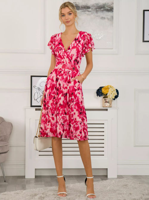 Jolie Moi Sarina Wrap Midi Dress, Pink/Multi, £89.00