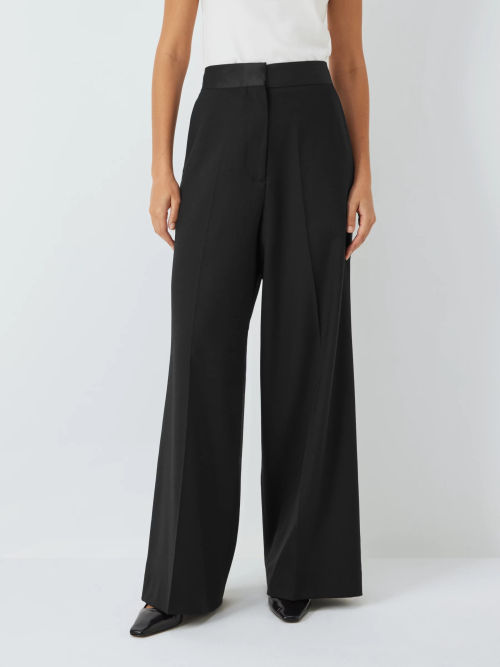 Pure Collection Cotton Stretch Trousers, Navy at John Lewis & Partners