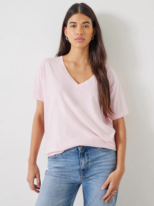 HUSH Plain Deep V-Neck Linen...