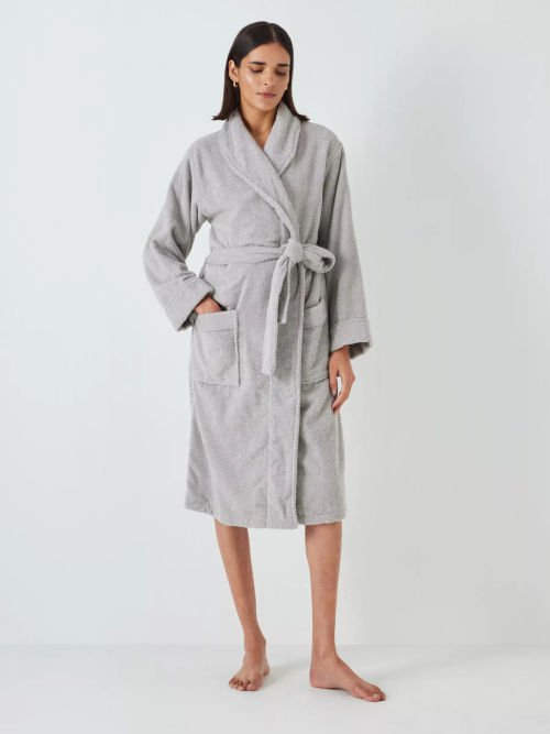 John Lewis Pure Cotton Waffle Robe, Navy