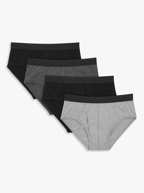 John Lewis Organic Cotton Briefs, Pack of 4, Black at John Lewis