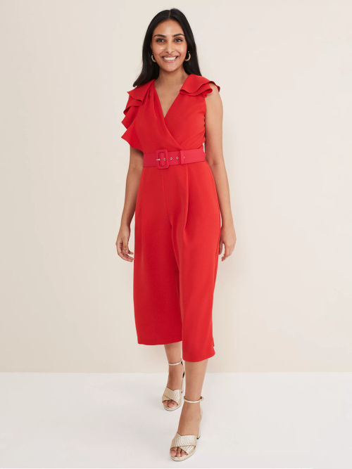 Petite Kallie V Neck Frill Jumpsuit