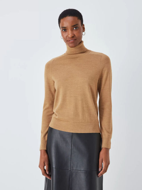 John Lewis Extra Fine Merino Wool Roll Neck Jumper, Navy at John