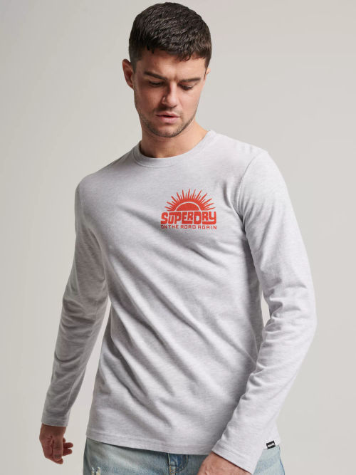 Superdry Vintage Athletic Long Sleeve T-Shirt, Grey at John Lewis & Partners