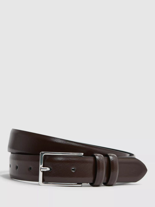 Reiss Bailey Skinny Leather Belt, Black at John Lewis & Partners