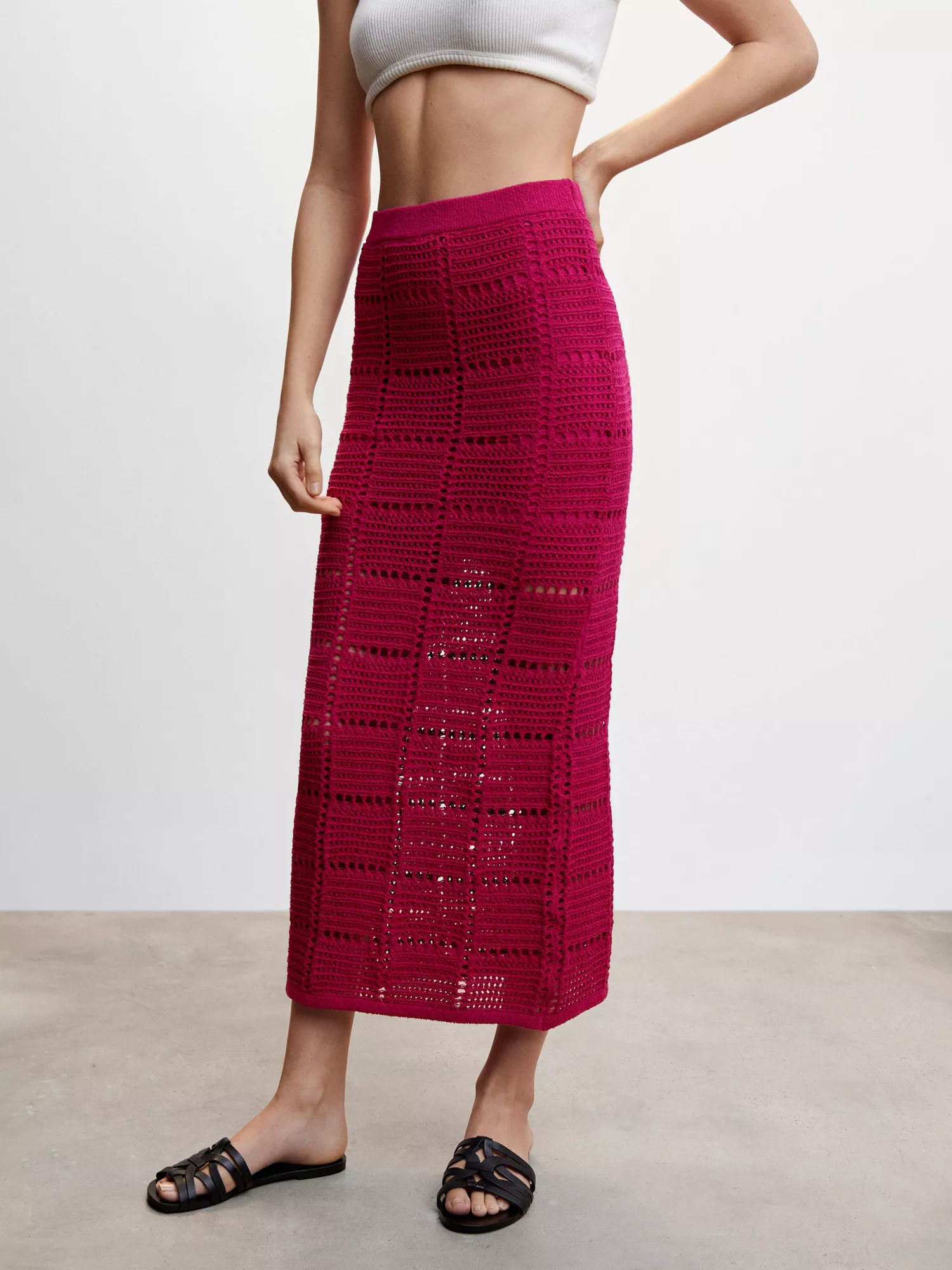 Mango pink shop midi skirt