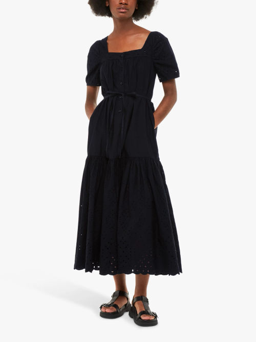 Black Elsie Seersucker Trapeze Dress, WHISTLES