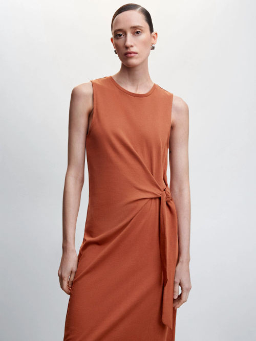 Mango Tie Detail Midi Dress