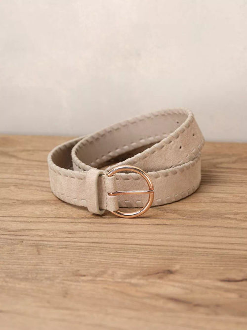 Mint Velvet Eyelet Suede Belt, Brown at John Lewis & Partners