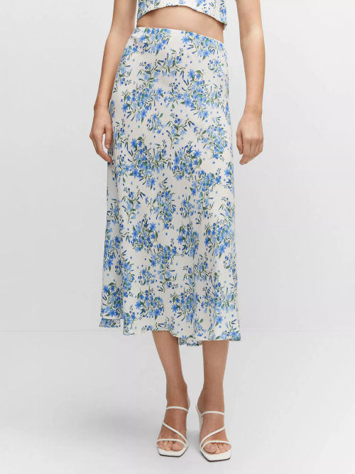 Mango Lili Floral Midi Skirt,...