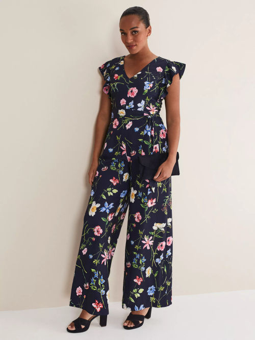 Petite Kallie V Neck Frill Jumpsuit