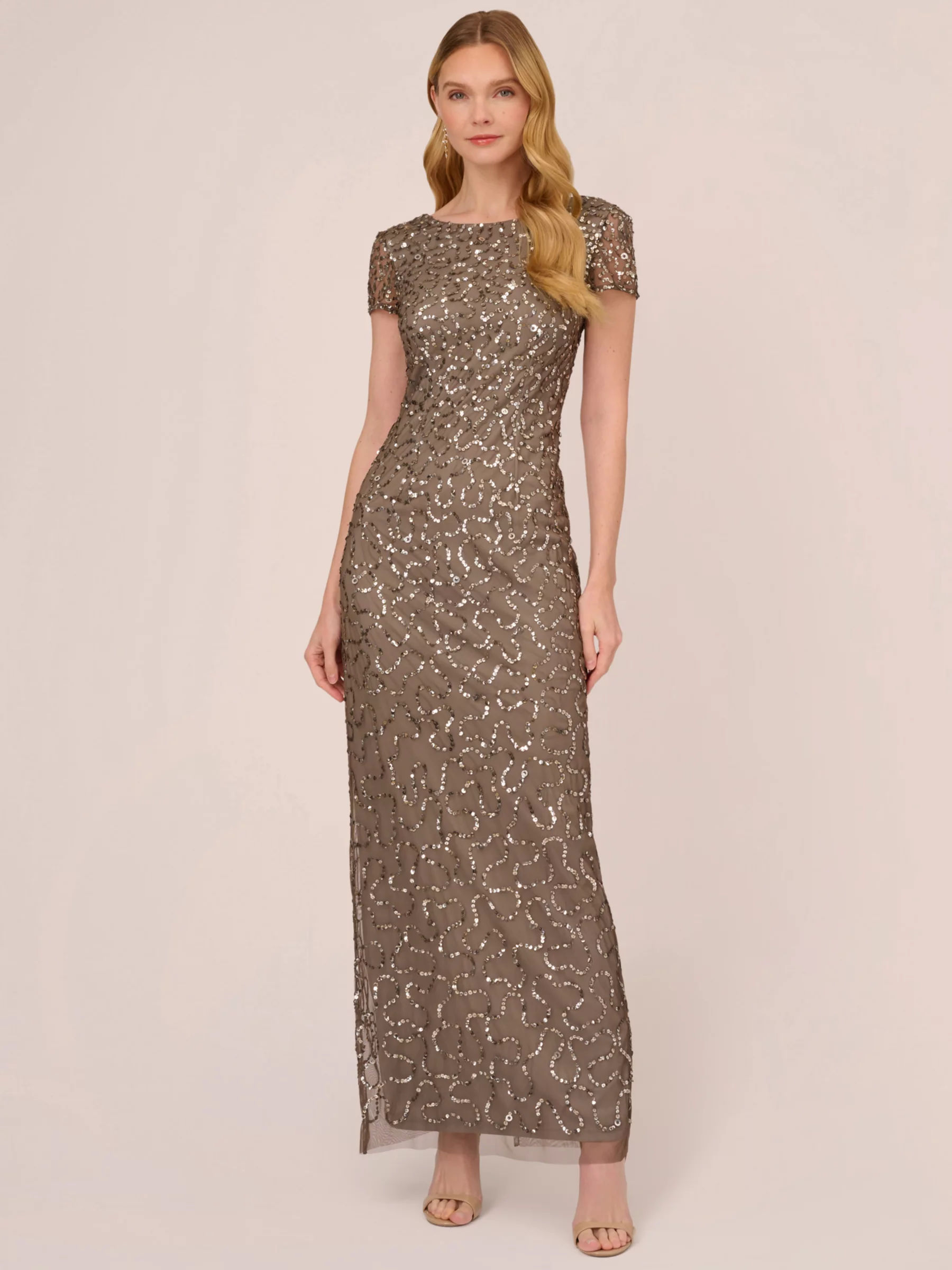 Adrianna Papell Papell Studio Beaded Illusion Sleeve Gown