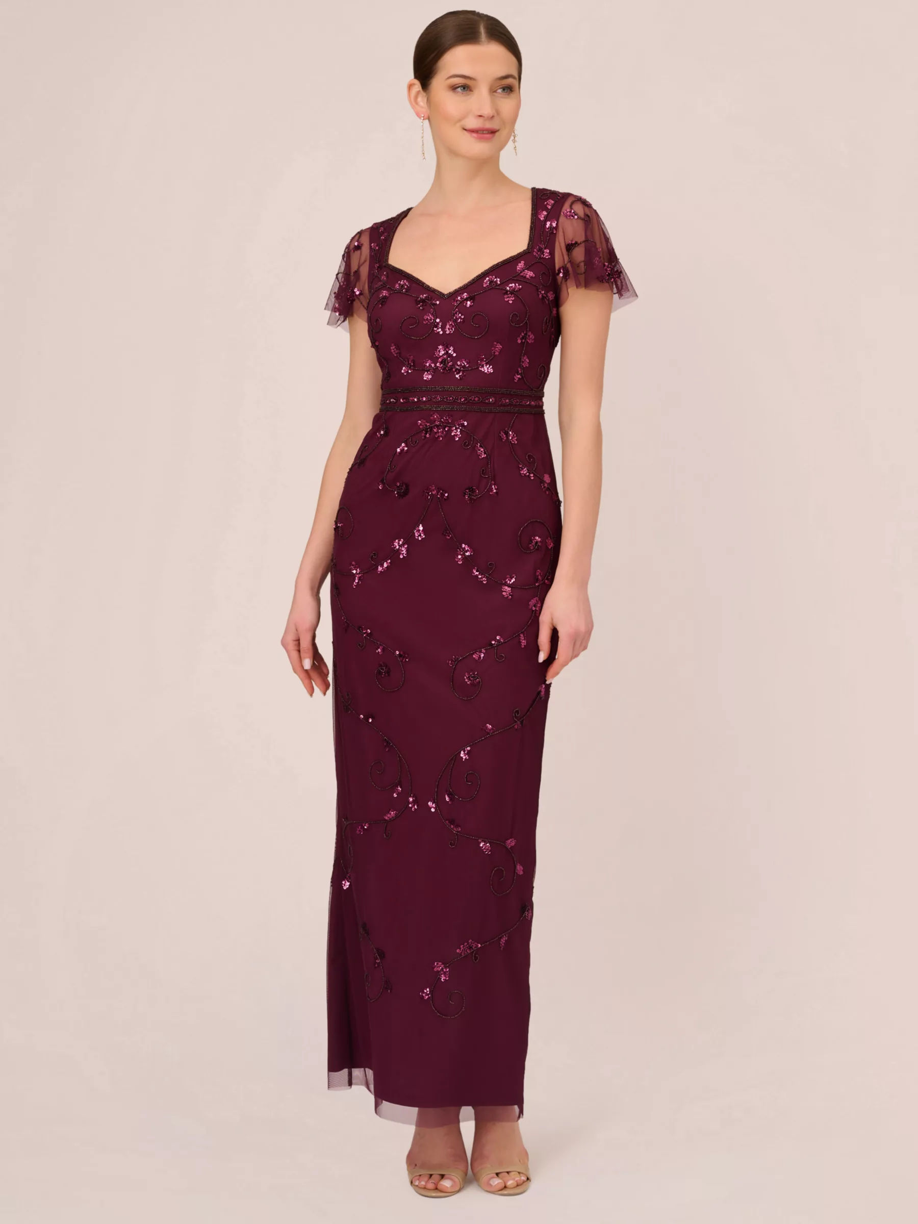 Adrianna Papell Papell Studio Embellished V Neck Maxi Dress