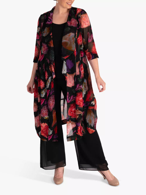 Bluebella Marcella Full-Length Chiffon Kimono, Black at John Lewis &  Partners