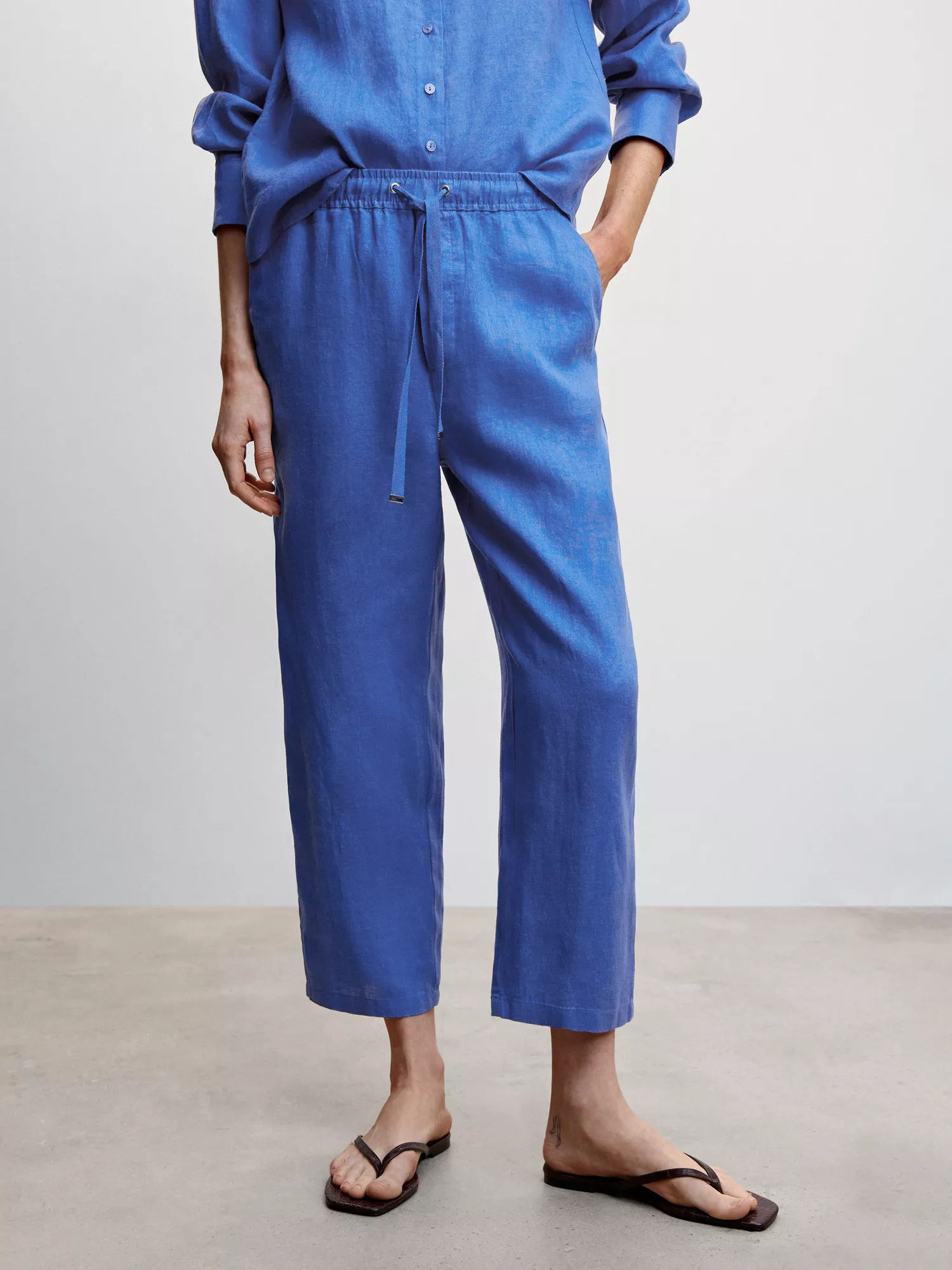 MANGO Women's Printed Linen Trousers - Macy's