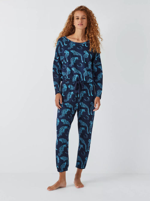 John Lewis Jersey Organic Cotton Lounge Pants, Navy at John Lewis