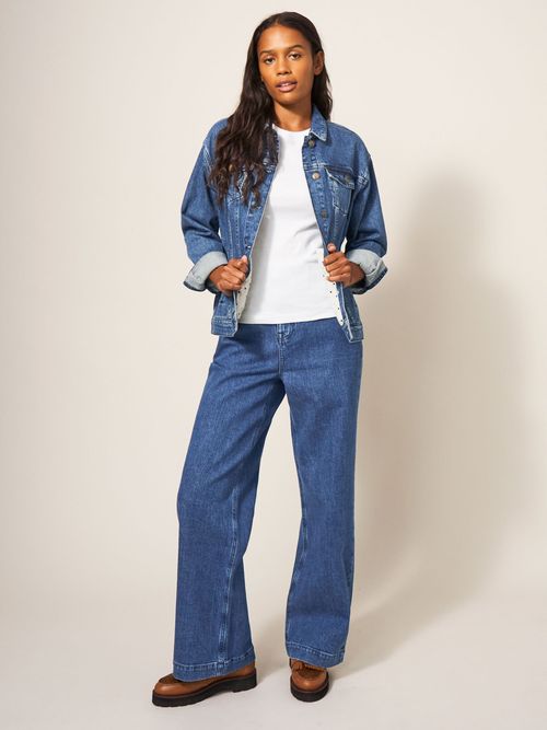 White Stuff Kelly Wide Leg Dungaree in Blue