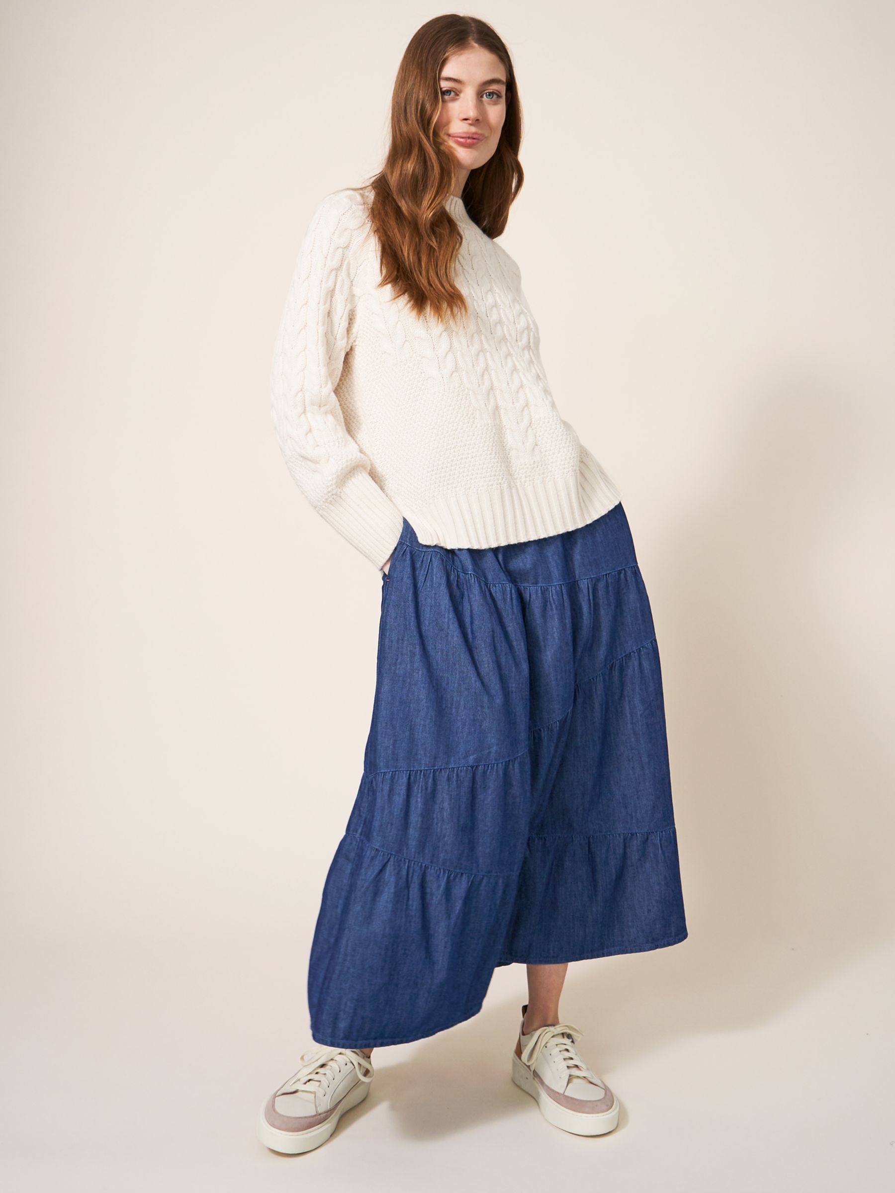 bonprix Tiered Maxi Denim Skirt | Freemans