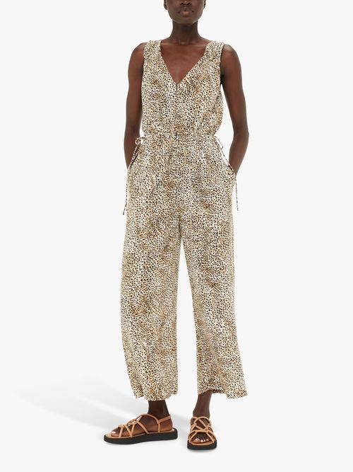 Sosandar Wide Leg Leopard Print Jumpsuit