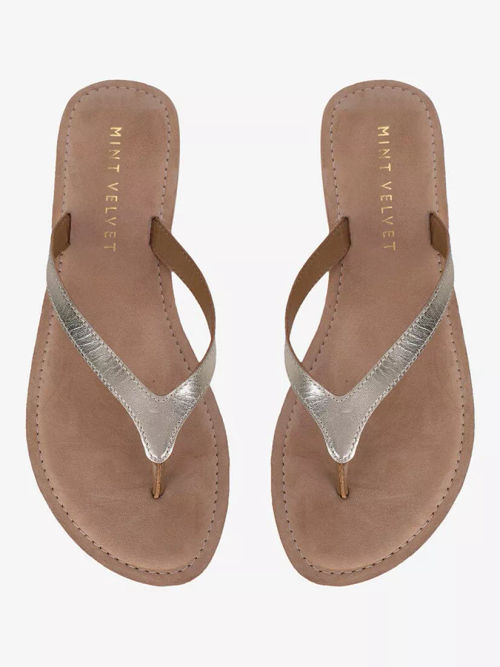 FitFlop Gracie Leather Flip Flops, Tan at John Lewis & Partners