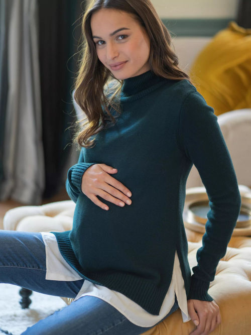 Seraphine Morrigan 2-in1- Maternity & Nursing Jumper, Forest Green