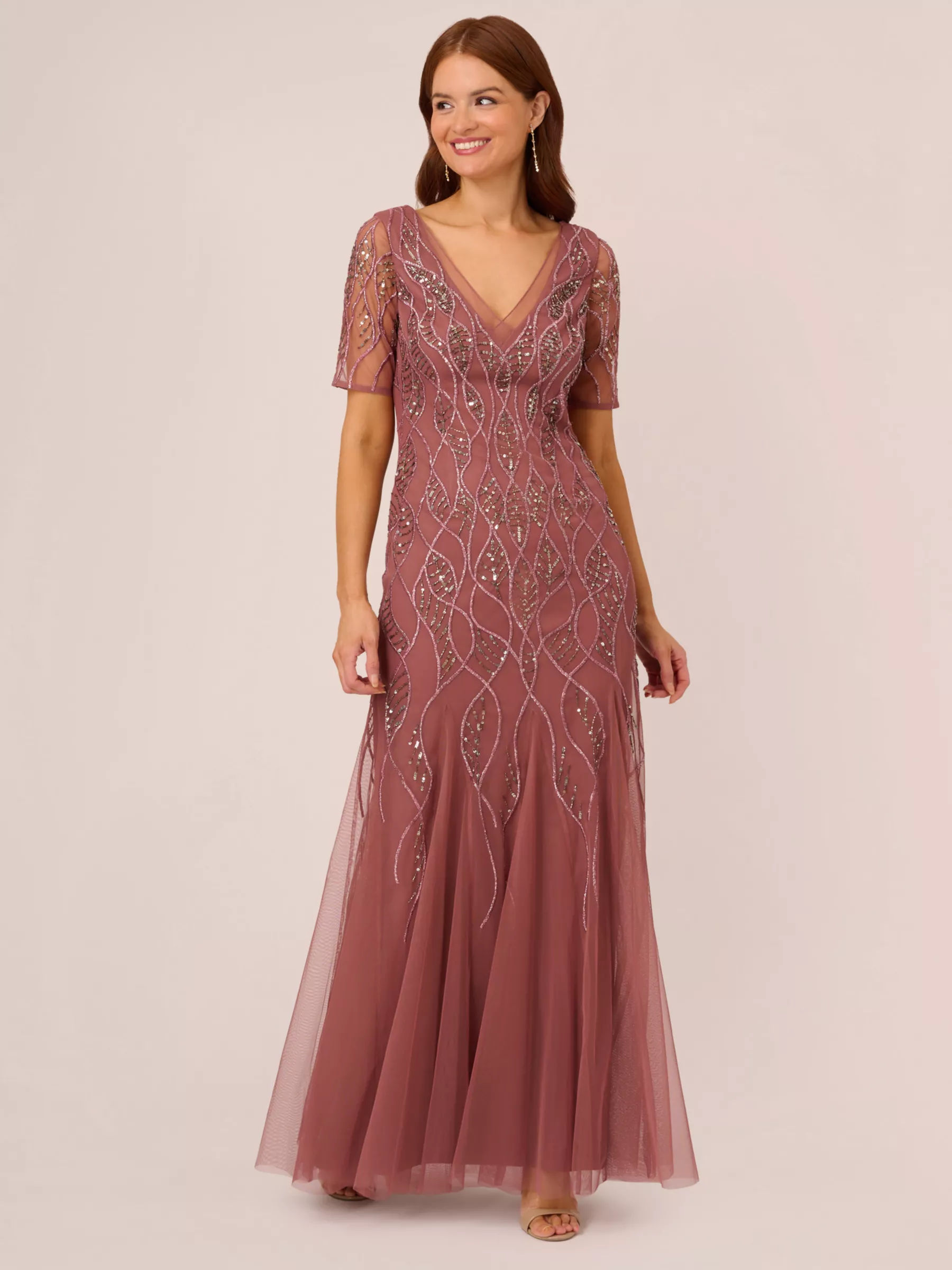 Adrianna Papell Beaded Maxi Dress Plum 299.00 Buchanan Galleries