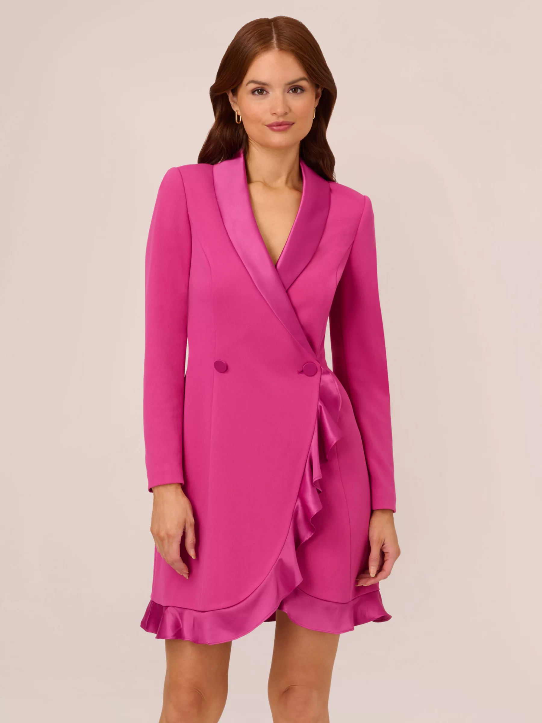 Adrianna Papell Tuxedo Crepe Mini Dress Raspberry Chill 159.00