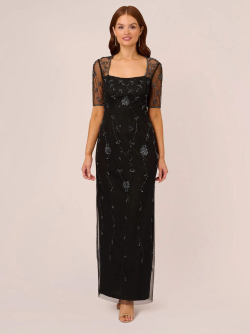 Truly Burnout Slip Maxi Dress, Black at John Lewis & Partners