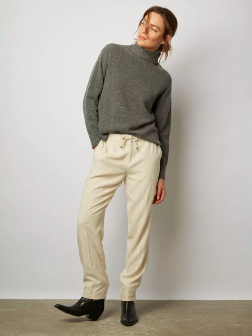 Womens Beige Linen Trousers