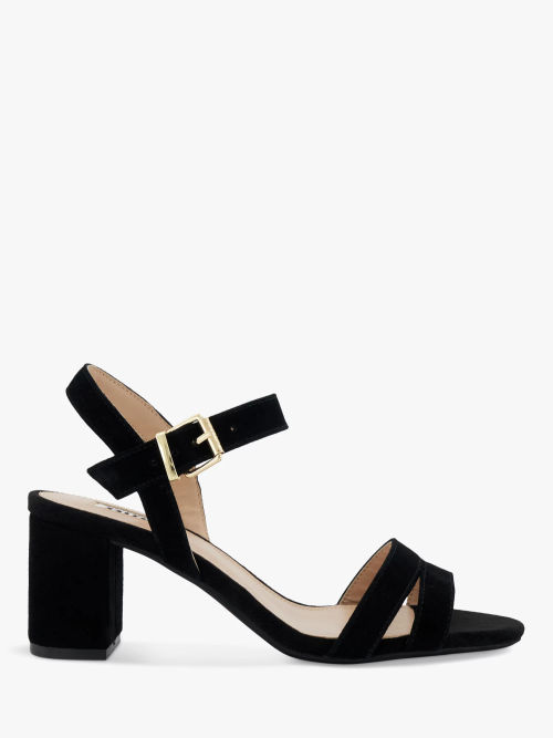 Dune Wide Fit Merisa Suede Block Heel Sandals, Black