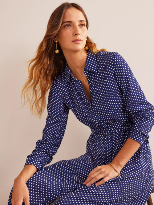 Boden Satin Midi Shirt Dress at John Lewis & Partners