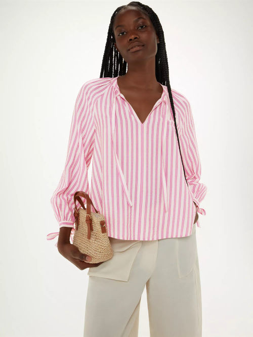 Whistles Mia Stripe Tie Neck...