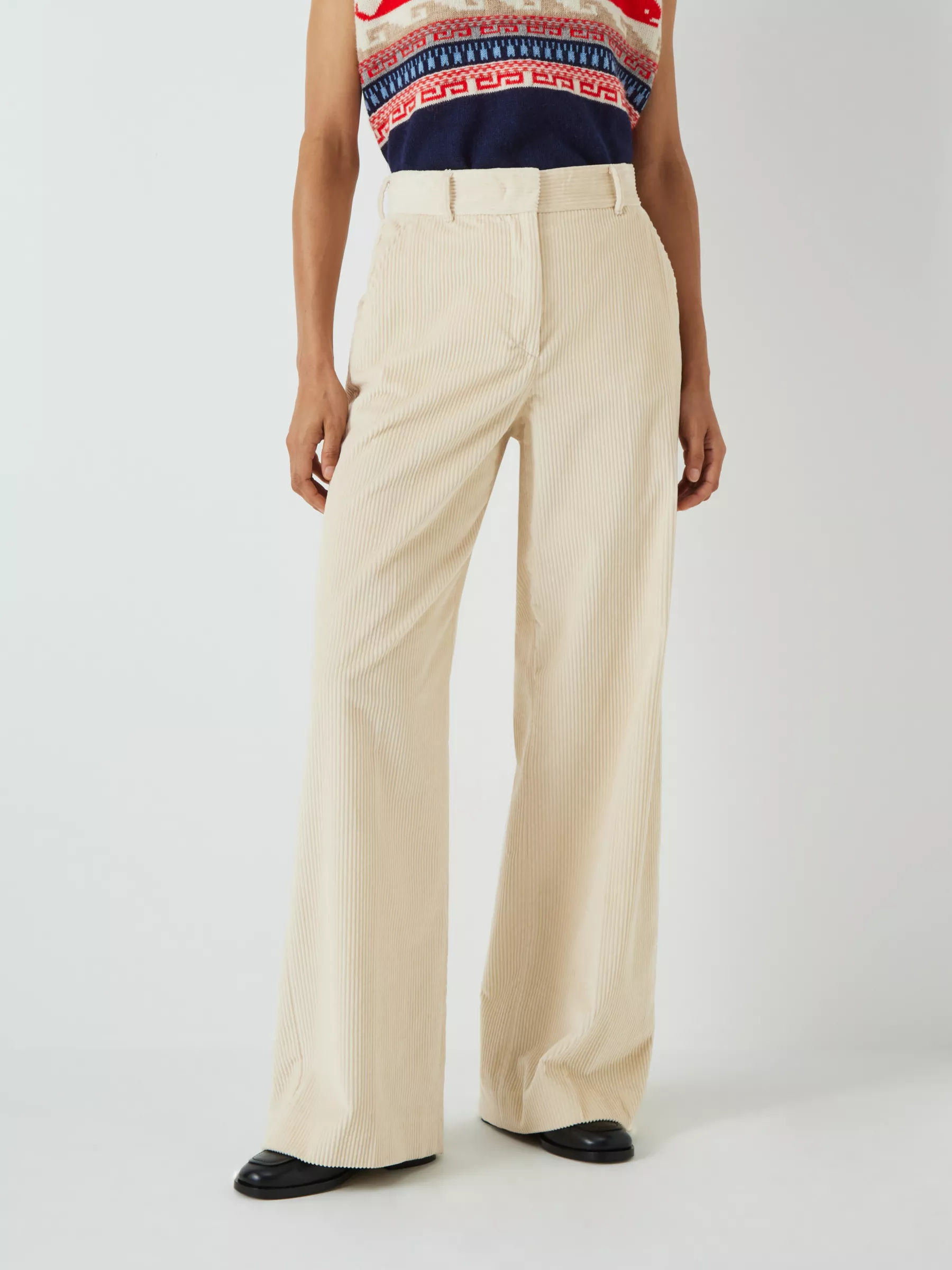 Wide corduroy trousers - Cream - Ladies | H&M