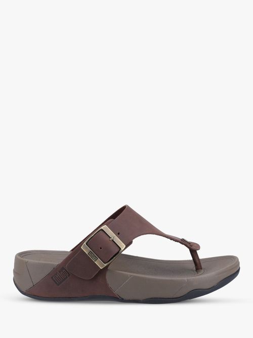 FitFlop Gracie Leather Flip Flops, Tan at John Lewis & Partners