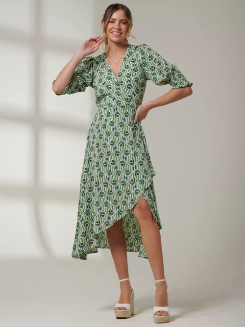 GEOMETRIC PRINT DRESS - Green