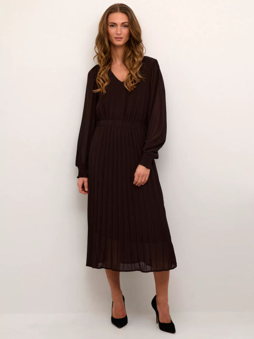 KAFFE Nikka V-Neck Long Sleeve Midi Dress