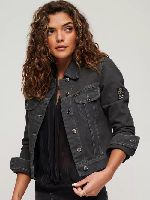 Superdry Fuji Embroidered Padded Jacket, Black at John Lewis