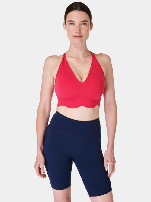 Pocket Sport Impasto Plain Sports Bra, Navy