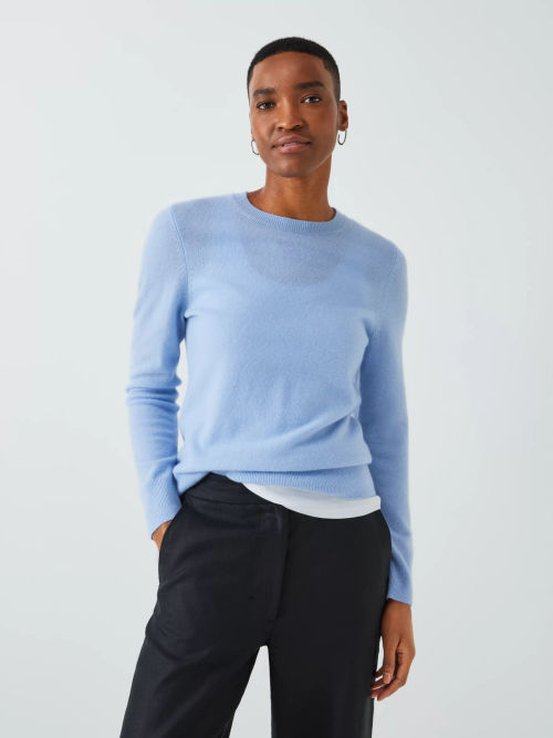 John Lewis Cashmere Crew Neck Cardigan, Grey at John Lewis & Partners